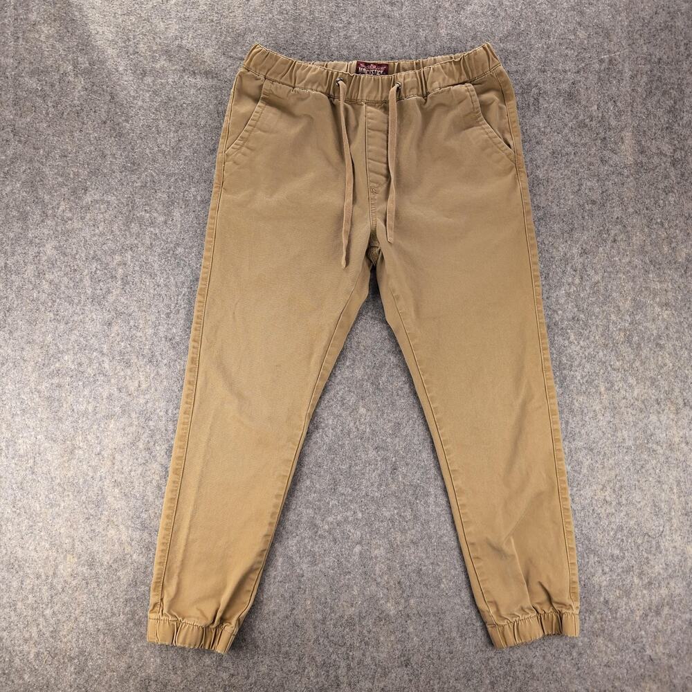 Matchstick Pants Mens Large Beige Jogging Elastic Waist Drawstring Cotton
